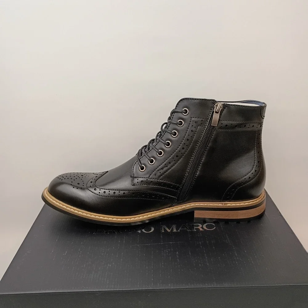 Bruno Marc Motorcycle BOOTS In Black Leather. Size 10 Men's/43.5 EU. Brand New